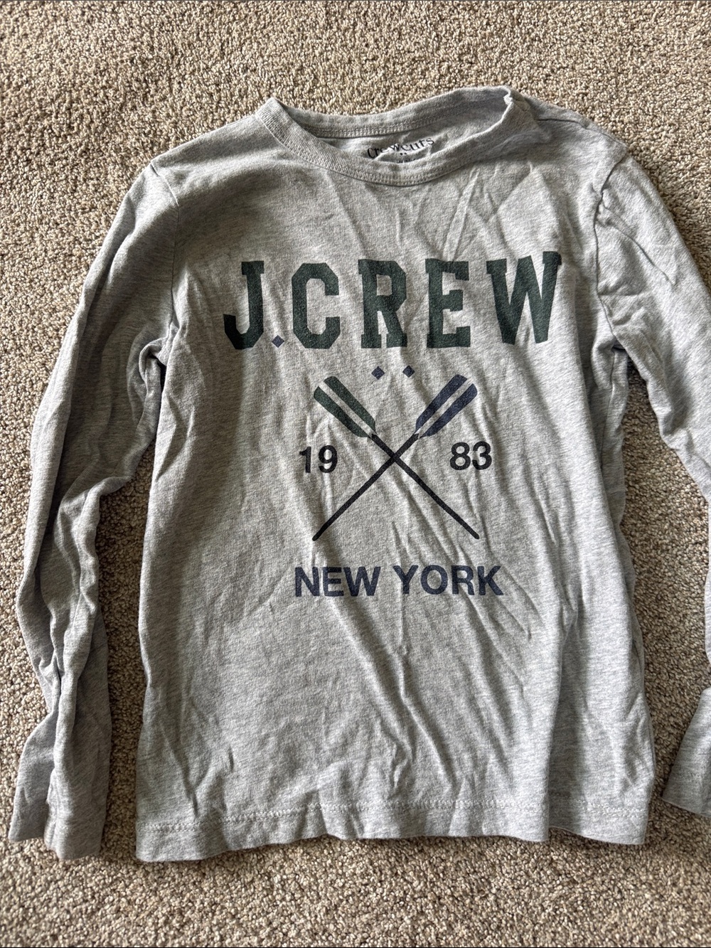 Crewcuts Gray Long Sleeve Tee with Navy and Dark Green Logo (6/7)